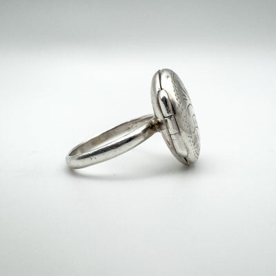 Vintage Secret Locket Ring in Sterling Silver 925 Size N - O