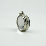 Large Chunky Sterling Silver Oval Double Sided Glass Orb Photo Locket 925