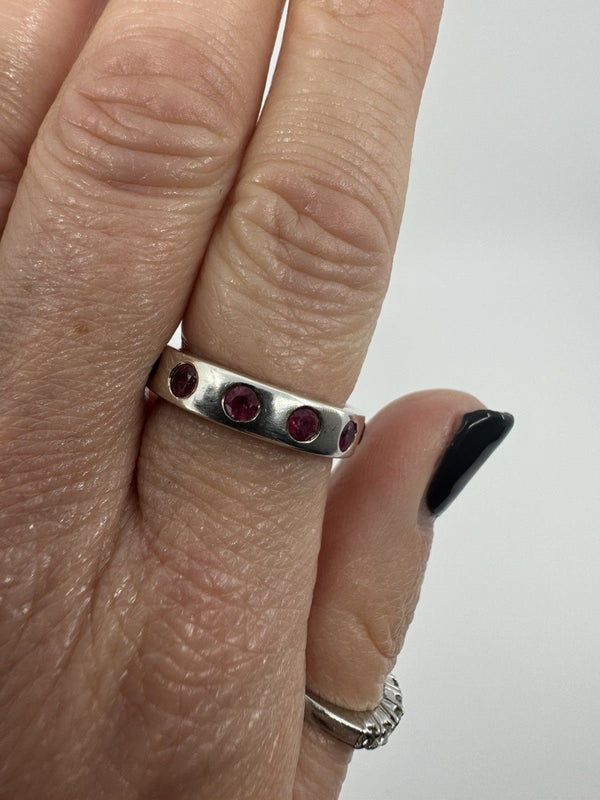 Chunky Sterling Silver 1.20ct Ruby Full Eternity Band / Ring 925 Size P
