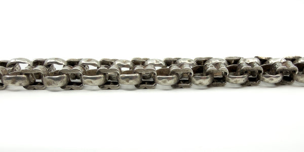 Antique Sterling Silver Chunky Fancy Link 15.5” Albert Chain & T-Bar 925