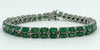 Sterling Silver Natural 16.50ct Emerald & Diamond Double Row Tennis Bracelet 925