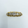 Victorian Antique 18ct Gold 0.50ct Diamond 5x Stone Boat Ring 750 Size N