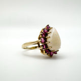 Huge Vintage 9ct Gold Opal & Ruby Ring ( approximately 3ct Total Gems )