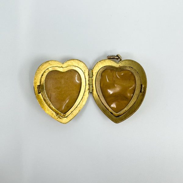 Vintage 9ct Gold Heart Locket Floral / Etched / Scroll Design Engraving 375 5.6g