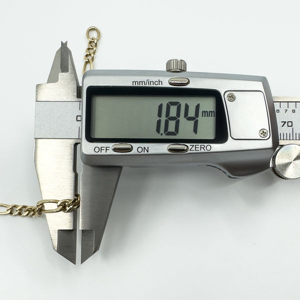 Vintage 9ct Gold Figaro Links with Dog Clip & T-Bar Charm 7.8” Bracelet 375 9.5g