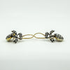 Silver Gilt Diamond & Pearl Puffy Heart Drop Bow Earrings 925