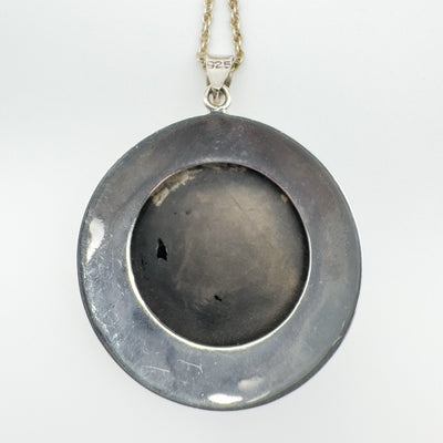 Large Chunky Black Onyx Pendant & 18” Chain in Sterling Silver 925