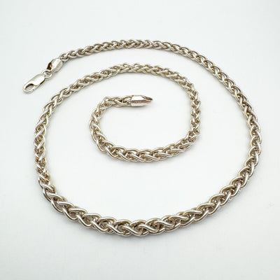 Unusual Wheat / Woven Links 17” Chain Sterling Silver 925 Heavy 24g