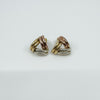 Vintage 9ct Gold 3x Coloured Gold Triangular Earrings White Rose Yellow Gold 375