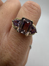 Chunky 9ct Gold 4ct Amethyst Trilogy Ring Size N Engagement Stacking 