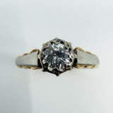 Vintage 18ct Gold & Platinum 0.20ct Diamond Solitaire Ring 750 Size N