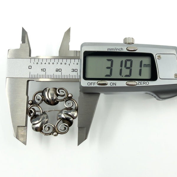Vintage Sterling Silver Floral Brooch 925