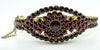 Large Antique Silver Gilt Bohemian Rose Cut Garnet Hinged Bangle / Bracelet 900