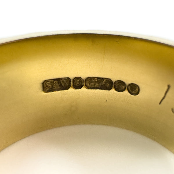 Vintage 9ct Gold Wide Chevron Engraved Full Band Ring 375 Size L (London 1972)