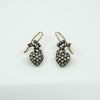 Silver Gilt Diamond & Pearl Puffy Heart Drop Bow Earrings 925