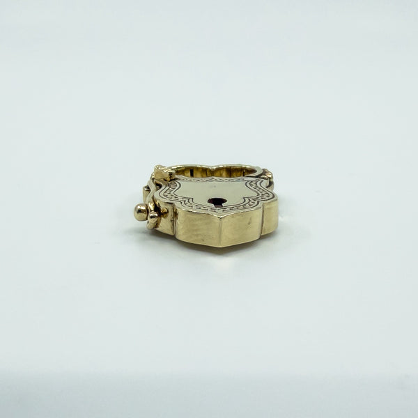 Chunky Vintage 9ct Gold Heart & Sheild Lock Padlock Pendant Charm 375 Birm 1995