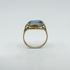 Vintage 9ct Gold Blue Agate Carved Cameo Ring Size Q 1/2