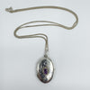 Vintage Sterling Silver Oval Amethyst Photo Locket Pendant & 22” Chain 925