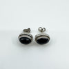 Vintage Sterling Silver Chunky Oval Black Onyx Stud Earrings 925