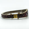 Antique Silver Gilt Bohemian Rose & Flat Cut Garnet Hinged Bangle / Bracelet