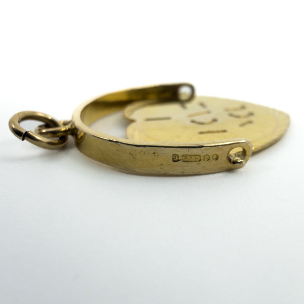 Large Vintage 9ct Gold Spinning I LOVE YOU Fob / Pendant 375 (London 1974)