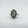 Vintage Sterling Silver Wedgewood Green Jasper Ware Cameo Ring 925 Size N - O