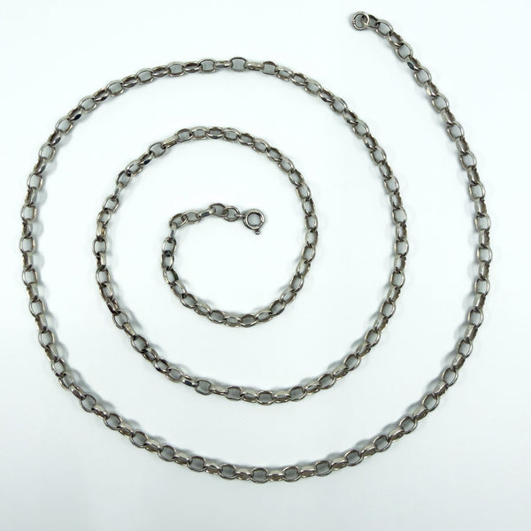 Vintage Sterling Silver 30.5” Belcher Links Chain / Necklace 925