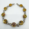 Sterling Silver Floral Resin Dried Flowers Links Bracelet 925