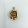 Vintage 9ct Gold Small Oval Carved Shell Cameo Pendant 375 (Left Facing)