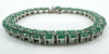 Sterling Silver Natural 16.50ct Emerald & Diamond Double Row Tennis Bracelet 925
