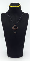 Large Antique Silver Gilt Bohemian Rose Cut Garnet Pendant / Art Nouveau c1900
