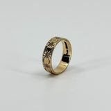 Vintage 9ct Gold Celestial Starry Engraved Full Band Ring 375 Size O (1977)