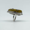 Chunky Modernist Heavy Baltic Amber Ring in Sterling Silver 925 Size L - M