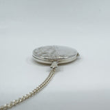 Vintage Sterling Silver Oval Engraved Photo Locket & 20” Curb Chain Necklace 925