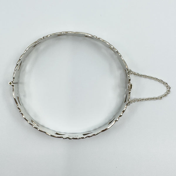 Vintage Sterling Silver Floral Engraved Oval Bangle / Bracelet 925