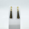 Vintage 9ct Gold & Onyx Dangle Drop Earrings 375 Art Deco Style (1981)