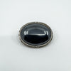 Large Chunky Vintage Sterling Silver Oval Hematite Brooch 925 Heavy 16g