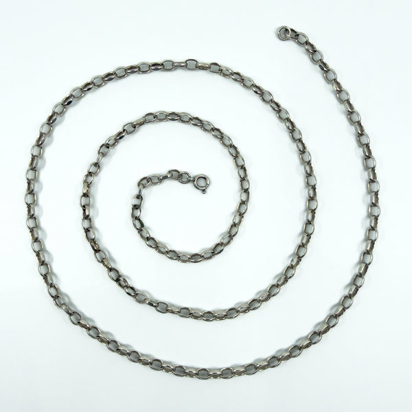 Vintage Sterling Silver 30.5” Belcher Links Chain / Necklace 925