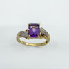 Vintage 9ct Gold 1.75ct Diamond & Amethyst Ring 375 Size R 2004