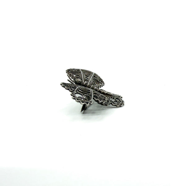 Vintage Sterling Silver Filigree Butterfly Brooch 925