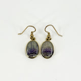 Vintage 9ct Gold Fob Earrings Blue John & Black Onyx 375 by David Scott Walker