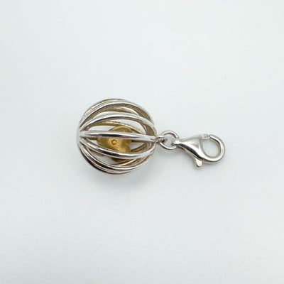 Caged Diamond Heart Pendant / Charm in Sterling Silver 925