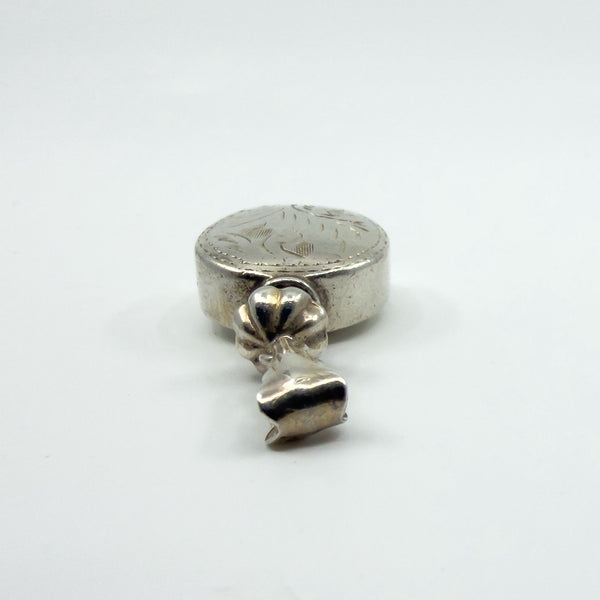 Chunky Sterling Silver Vintage Perfume / Poison Bottle Engraved Pendant 925
