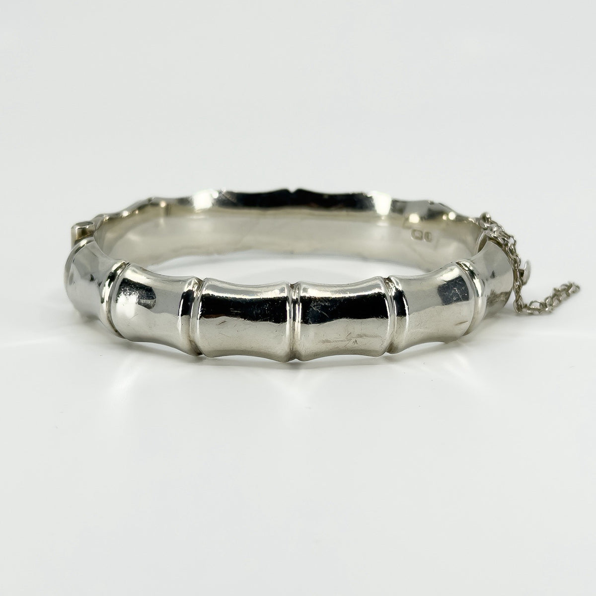 Chunky Vintage Sterling Silver Bamboo Bangle / Bracelet 925 (Birm 1976)