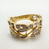 Vermeil Diamond Floral Band Leaf Ring in Sterling Silver 925 Size R - S Eternity