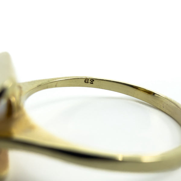 Vintage 9ct Gold 7.3mm Pearl Solitaire Ring 375 Size L - M (1975)