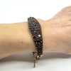 Antique Silver Gilt Bohemian Rose & Flat Cut Garnet Hinged Bangle / Bracelet