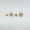 Vintage 9ct Gold 7.7mm Cultured Pearl Stud Earrings 375