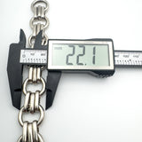 Wide Chunky Links & Hoops T-Bar Bracelet in Sterling Silver 925 Heavy 85g Unisex