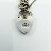 Vintage Sterling Silver Curb Links Bracelet with Heart Padlock & Key Charm 925